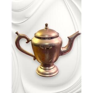 Vintage Brass Teapot with Lid Pedestal Style 7 Inch Family Heirloom EUC